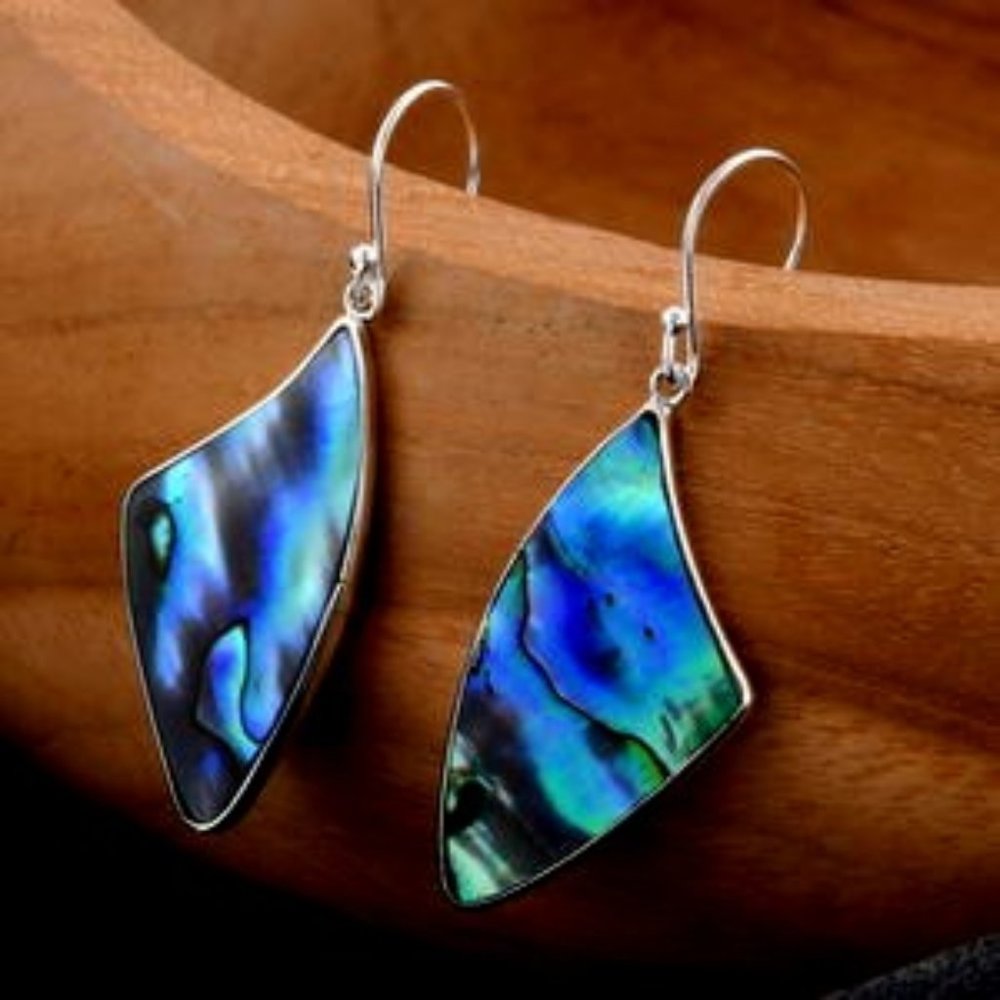 Stunning Abalone Shell Earrings in 925 Sterling Silver NWT
